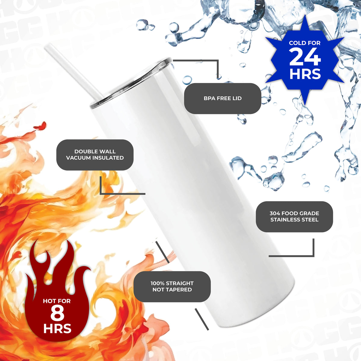 20oz Straight Sublimatable Skinny Tumbler Case (24 Units) – The ...