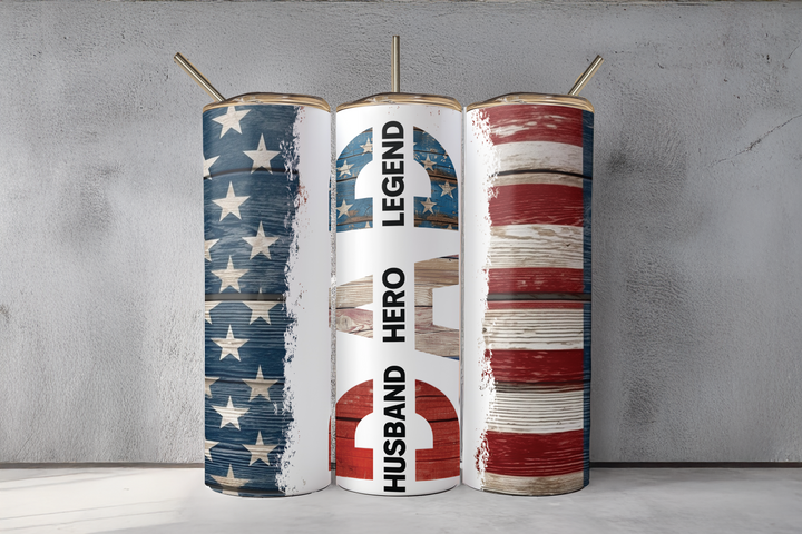 Digital Sublimation Designs - Father's Day 2025 Tumbler Wraps — 40oz Traveler — Husband Hero Legend