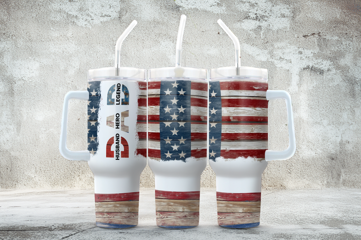Digital Sublimation Designs - Father's Day 2025 Tumbler Wraps — 40oz Traveler — Husband Hero Legend