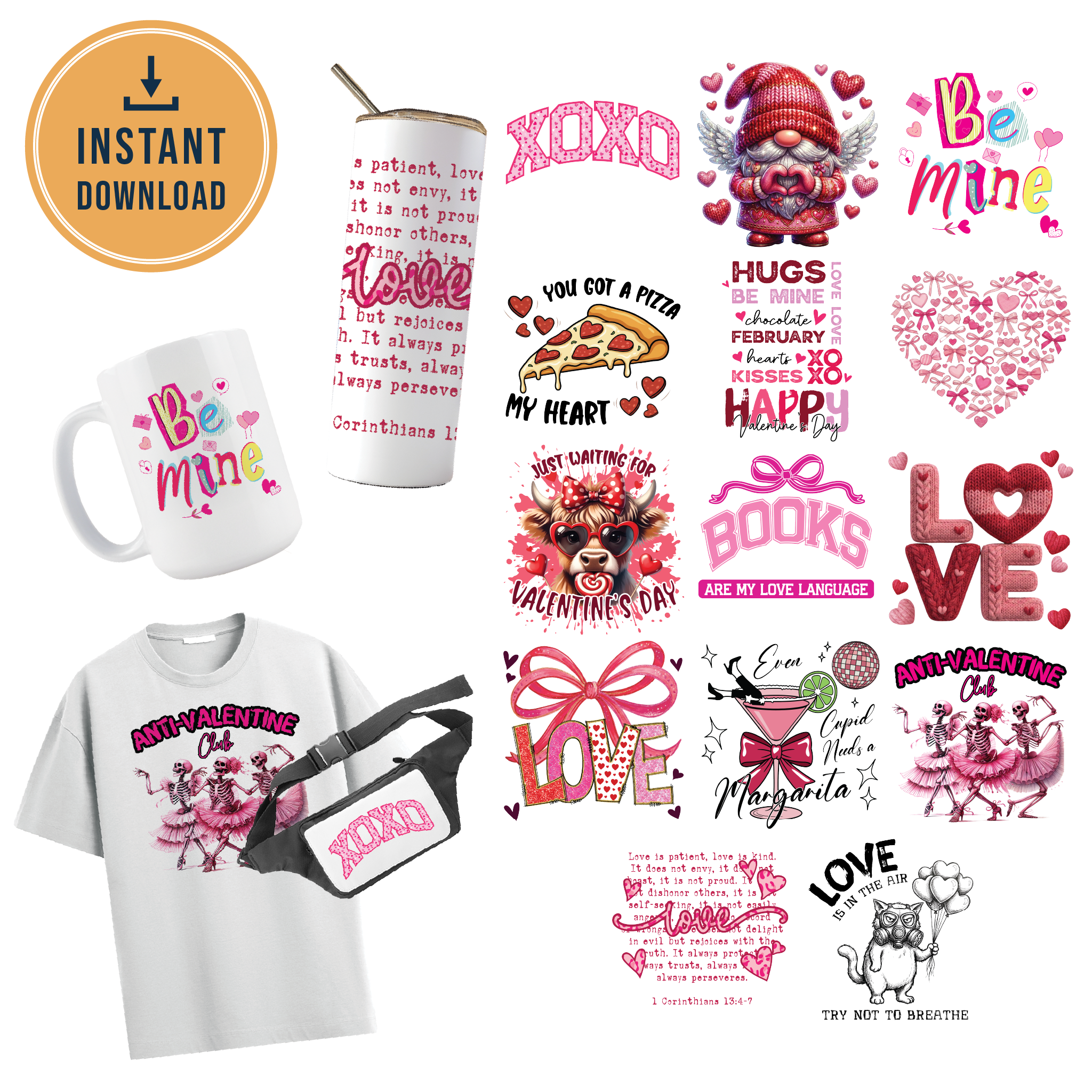 MULTI PRODUCT USE - DIGITAL SUBLIMATION DESIGNS - VALENTINE'S DAY