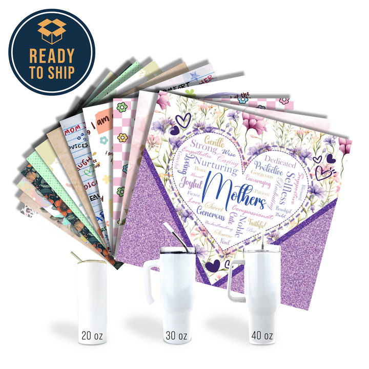 Assorted Ready to Press Sublimation Tumbler Prints (12 Pack) - Mother's Day 2025