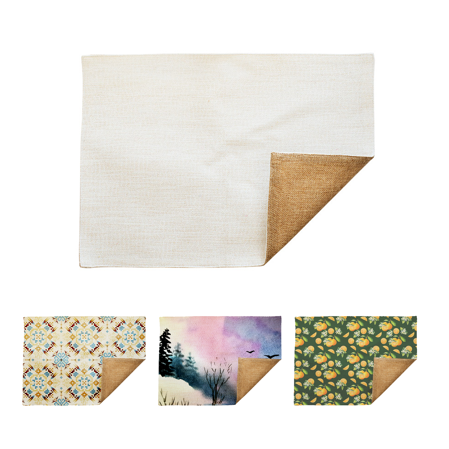 SUBLIMATABLE LINEN PLACEMAT W/ BEIGE BACK