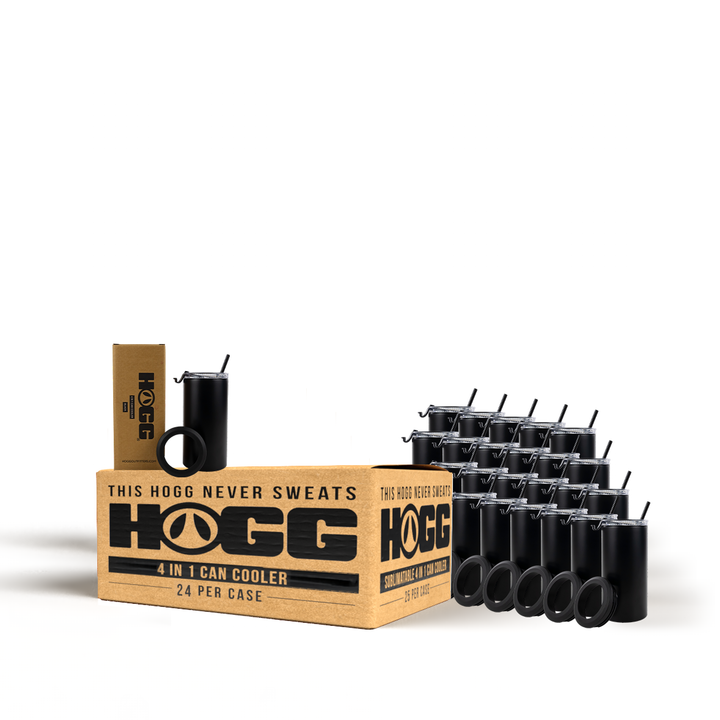 4 in 1 Powder Coated Can Cooler Case (24 Units) — Black