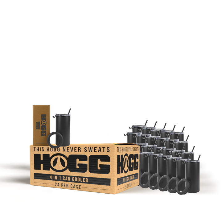 4 in 1 Powder Coated Can Cooler Case (24 Units) — Charcoal Gray