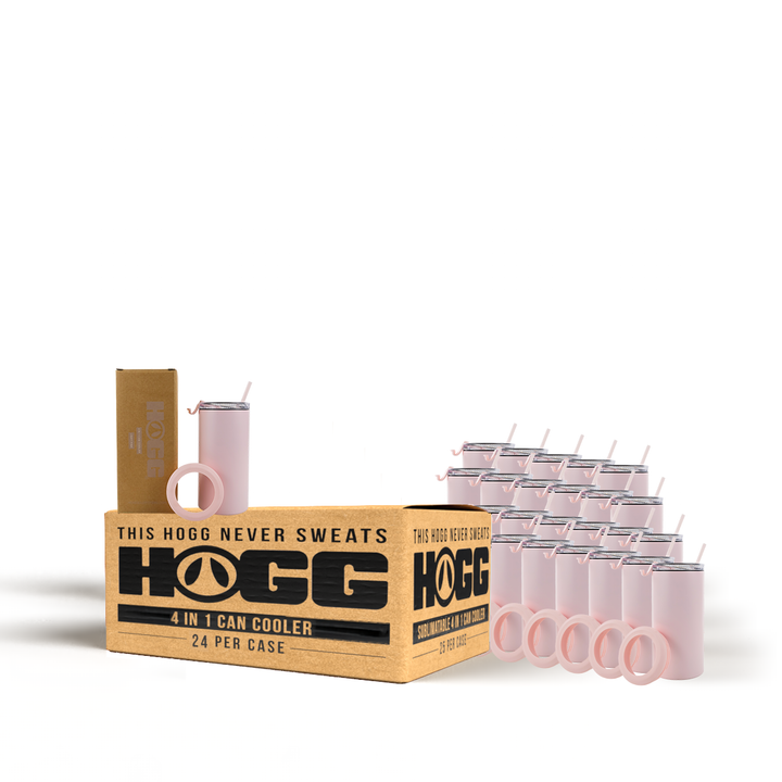 4 in 1 Powder Coated Can Cooler Case (24 Units) — Light Pink