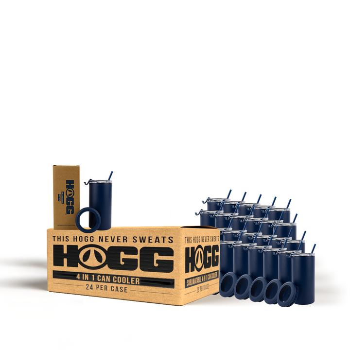 4 in 1 Powder Coated Can Cooler Case (24 Units) — Navy