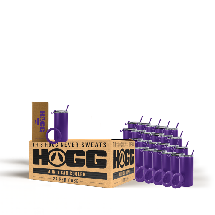 4 in 1 Powder Coated Can Cooler Case (24 Units) — Purple