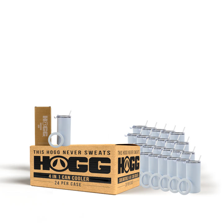 4 in 1 Powder Coated Can Cooler Case (24 Units) — White