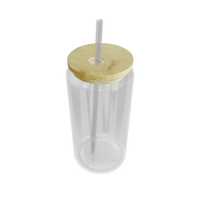 16oz Sublimatable Clear Glass Can Tumbler W/ Lid & Straw Case (25 Units)