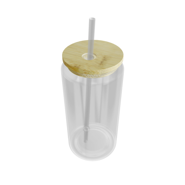 16oz Sublimatable Clear Glass Can Tumbler W/ Lid & Straw Case (25 Units)