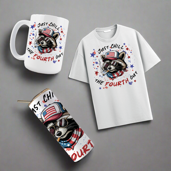 Multi Product Use - Digital Sublimation Designs - Fourth of July — Patriotic Chill Raccoon