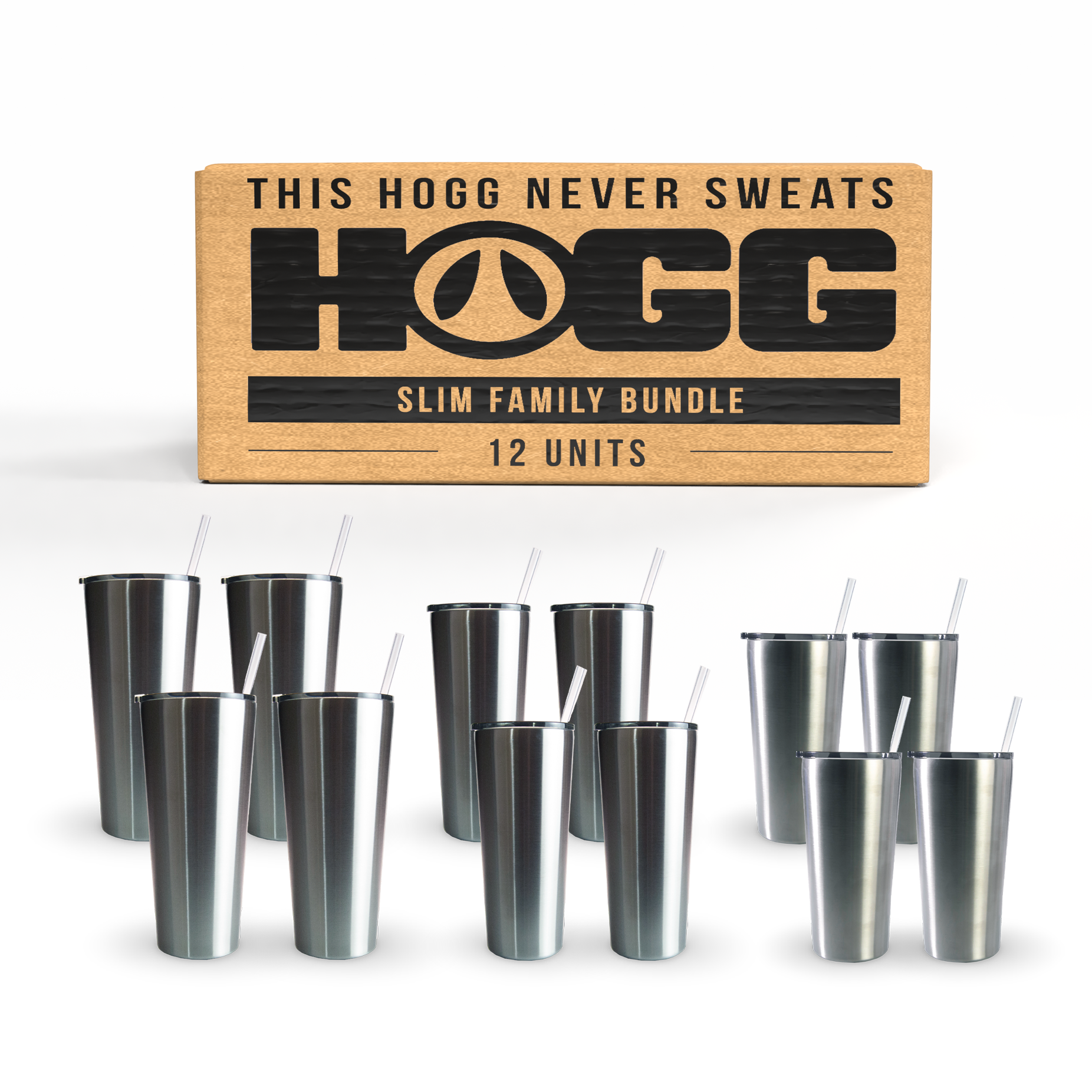 SLIM FAMILY BUNDLE - 4 OF EACH - 32oz SLIM, 22oz SLIM & 16oz SLIM (12 UNITS)