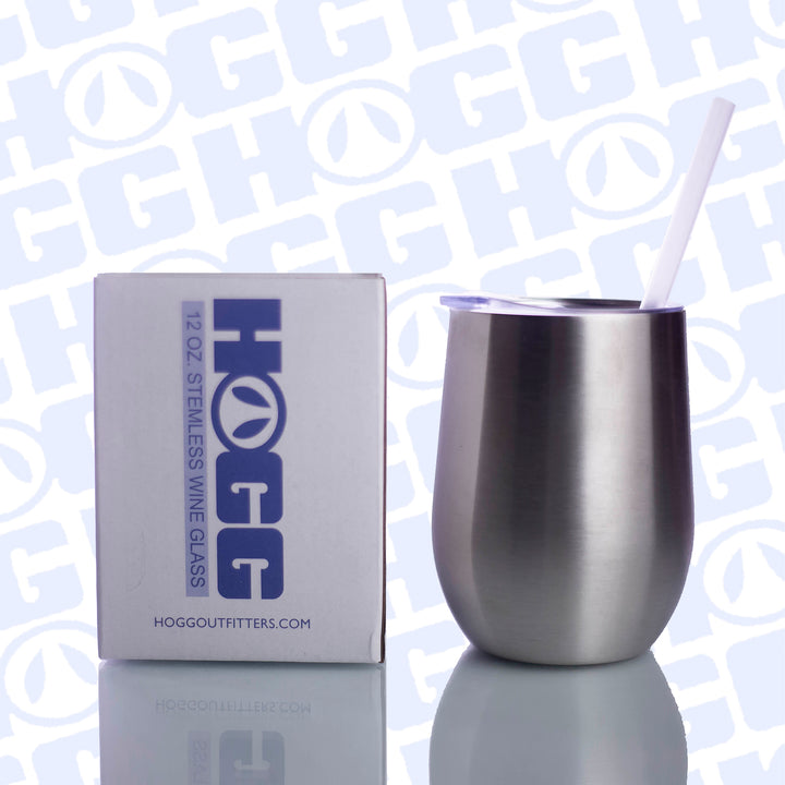 12oz Stemless Wine Glass W/ Straw