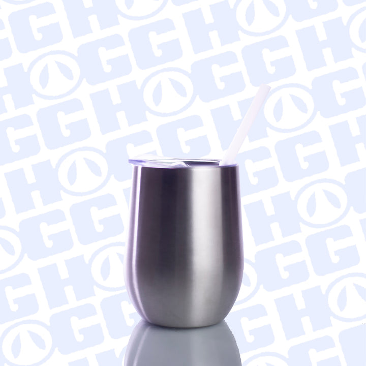 12oz Stemless Wine Glass W/ Straw
