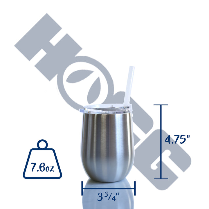12oz Stemless Wine Glass W/ Straw Case (25 Units)