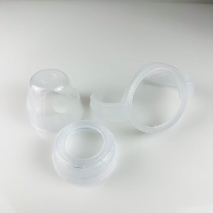 Various Replacement Lids 1 — 12oz GLASS BABY BOTTLE - WHITE - HANDLE & RING ONLY