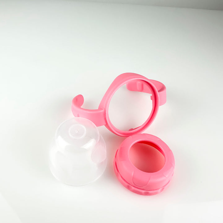Various Replacement Lids 1 — 12oz GLASS BABY BOTTLE - PINK - HANDLE & RING ONLY