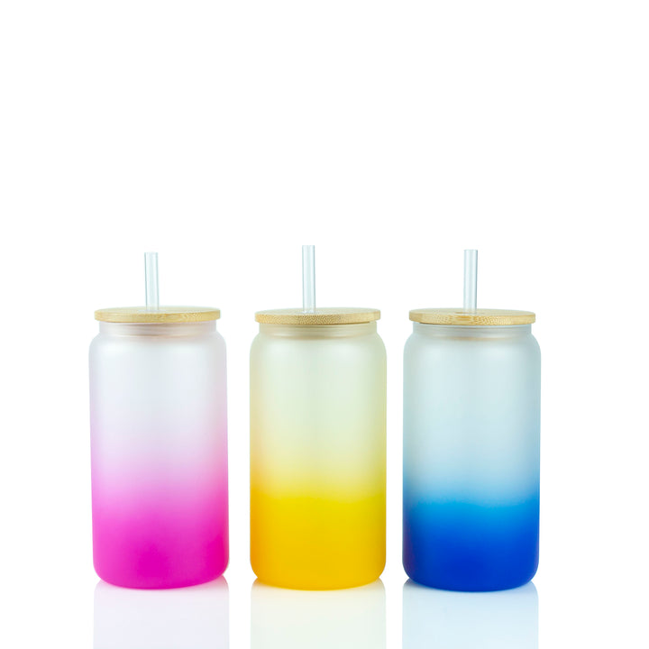 16oz Sublimation Blank Gradient Glass Can Tumblers — Color Assortment