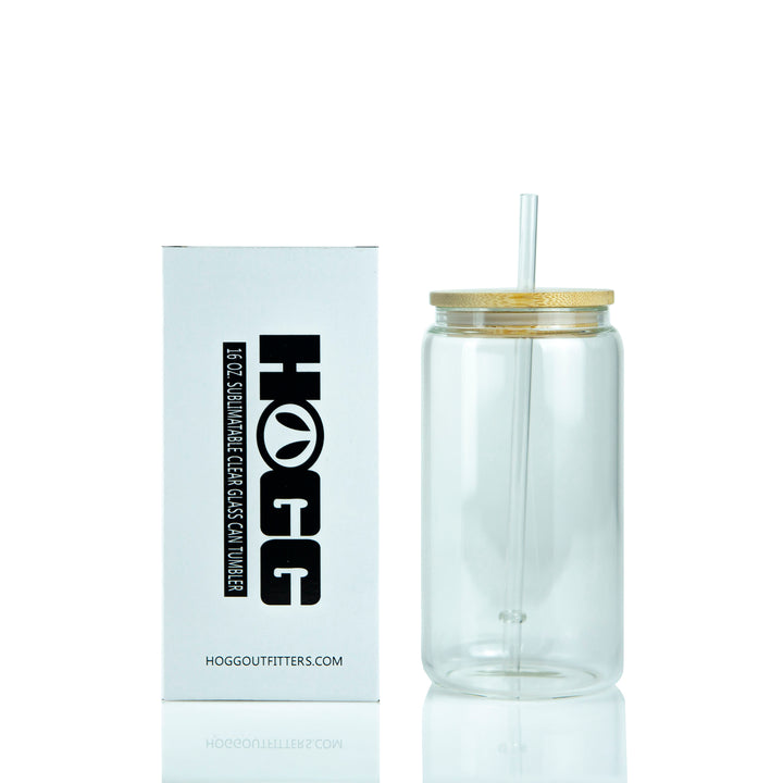 16oz Sublimation Blank Clear Glass Can Tumbler W/ Lid & Straw