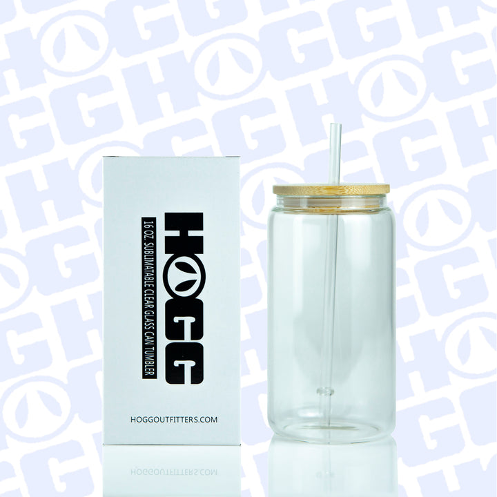 16oz Sublimation Blank Clear Glass Can Tumbler W/ Lid & Straw