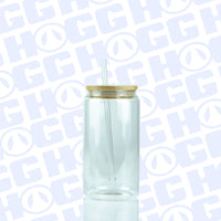 16oz Sublimation Blank Clear Glass Can Tumbler W/ Lid & Straw Case (25 Units)