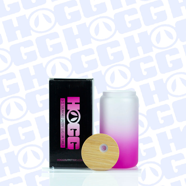 16oz Sublimation Blank Gradient Glass Can Tumbler Case (25 Units) - Pink