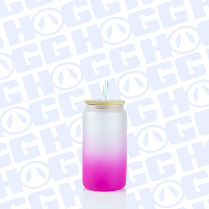 16oz Sublimation Blank Gradient Glass Can Tumbler Case (25 Units) - Pink