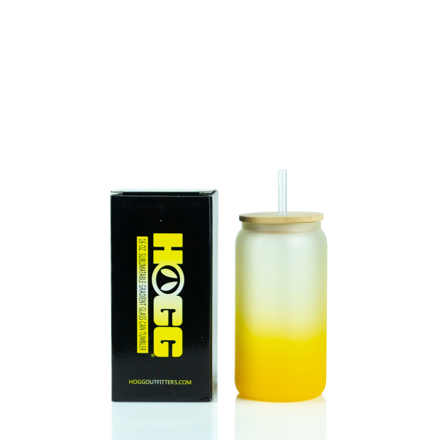 ***CLOSEOUT***  16oz SUBLIMATABLE GRADIENT GLASS CAN TUMBLER CASE (25 UNITS) - YELLOW