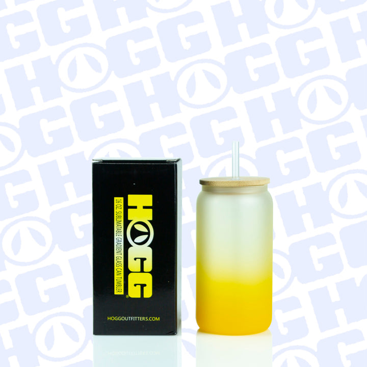 16oz Sublimation Blank Gradient Glass Can Tumbler Case (25 Units) - Yellow