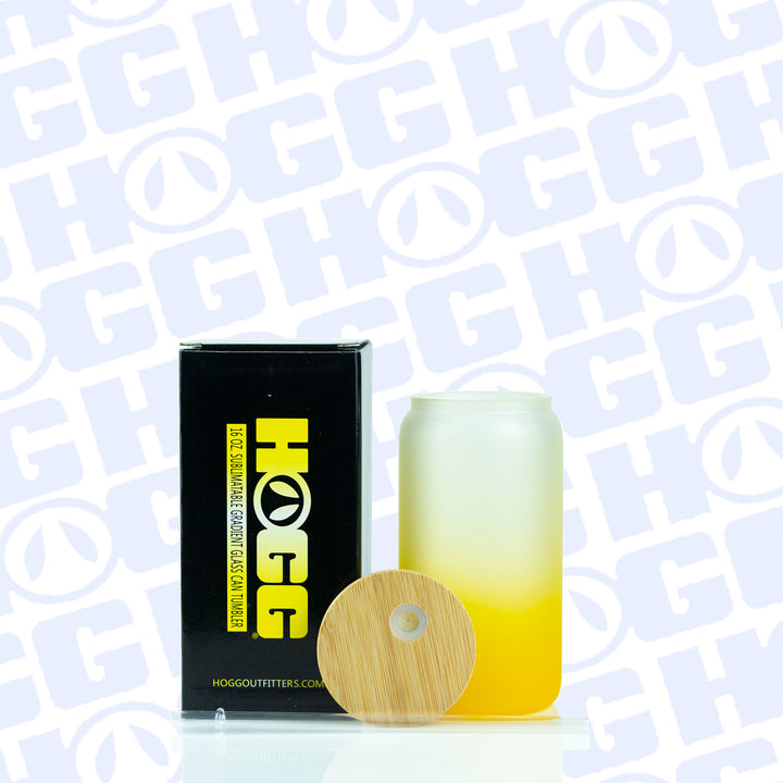 16oz Sublimation Blank Gradient Glass Can Tumbler Case (25 Units) - Yellow