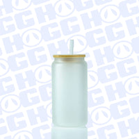 16oz Sublimation Blank Matte Glass Can Tumbler W/ Lid & Straw