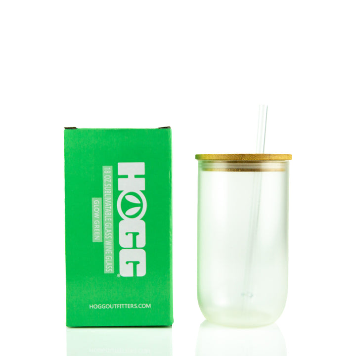 18oz Sublimatable Glow Glass Wine Glass - Green