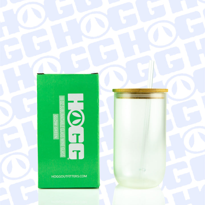 18oz Sublimatable Glow Glass Wine Glass Case (25 Units) - Green