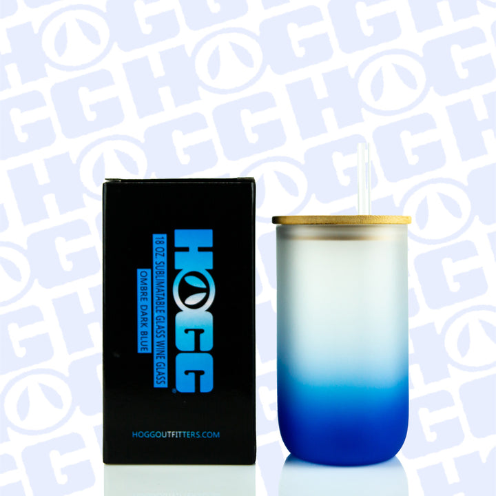 18oz Sublimatable Ombre Glass Wine Glass Case (25 Units) - Dark Blue