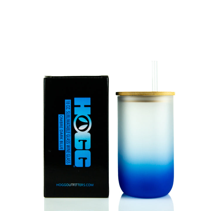 18oz Sublimatable Ombre Glass Wine Glass Case (25 Units) - Dark Blue