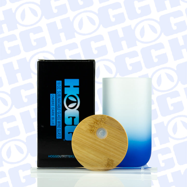 18oz Sublimatable Ombre Glass Wine Glass - Dark Blue