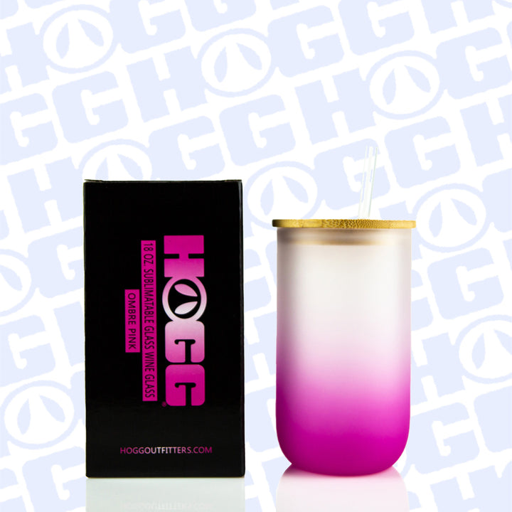 18oz Sublimatable Ombre Glass Wine Glass Case (25 Units) - Pink
