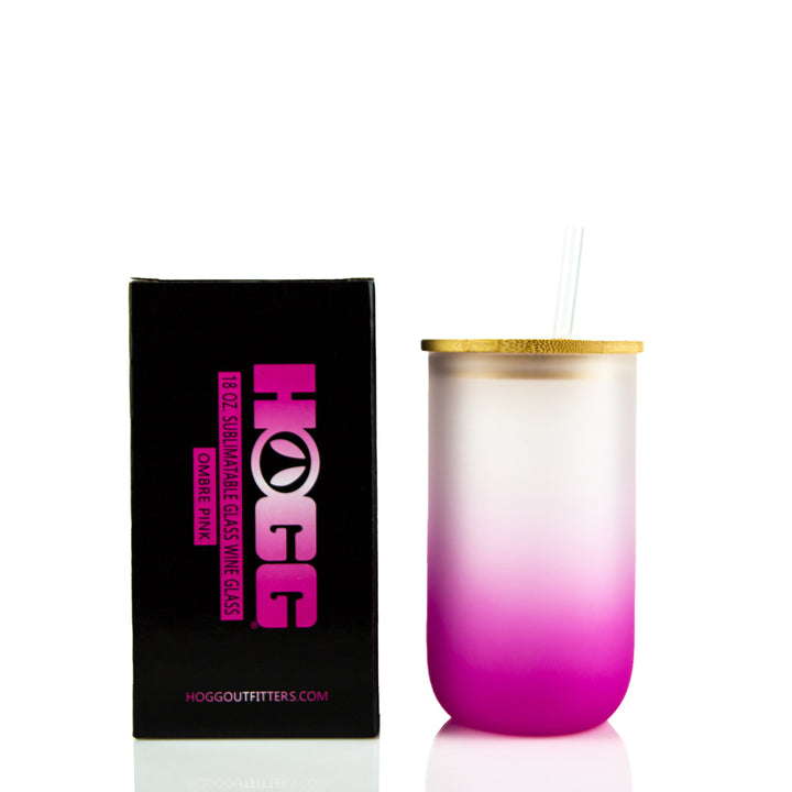 18oz Sublimatable Ombre Glass Wine Glass Case (25 Units) - Pink