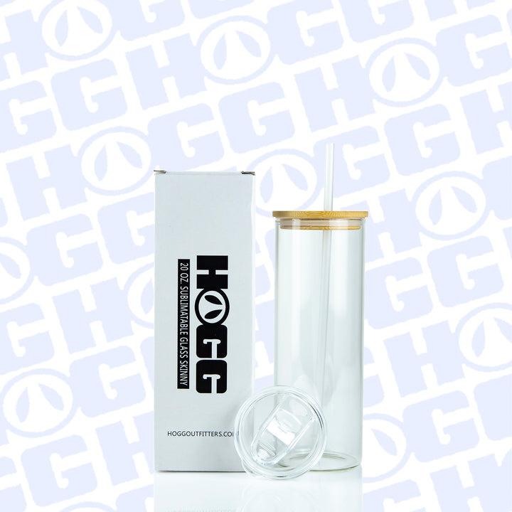20oz Sublimation Blank Clear Glass Skinny Duo Tumbler
