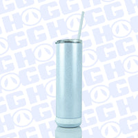 20oz Sublimation Blank Glitter Skinny Speaker Tumbler - White