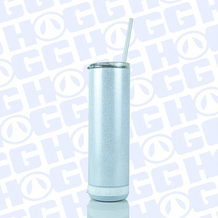 20oz Sublimation Blank Glitter Skinny Speaker Tumbler Case (25 Units) - White