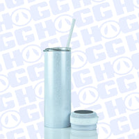 20oz Sublimation Blank Glitter Skinny Speaker Tumbler - White