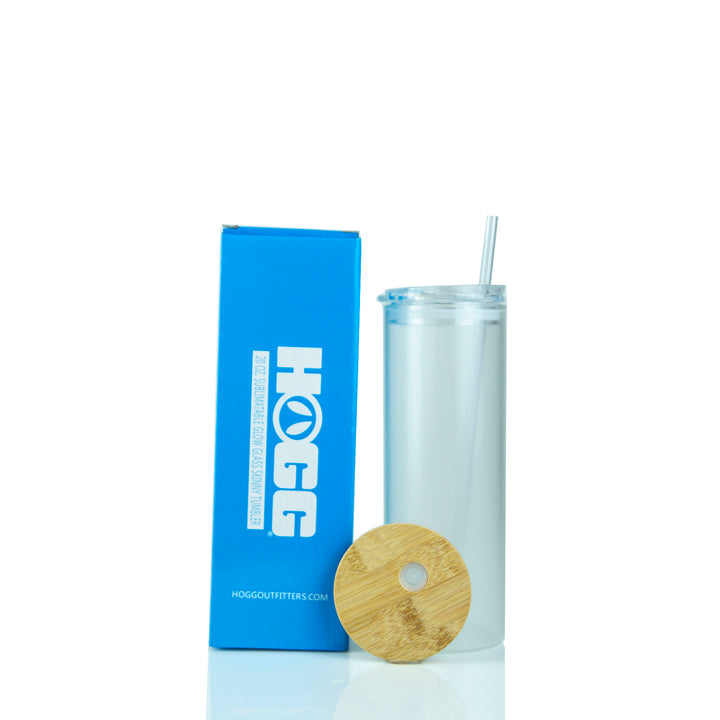 20oz Sublimation Blank Glow Glass Skinny Tumbler — Blue