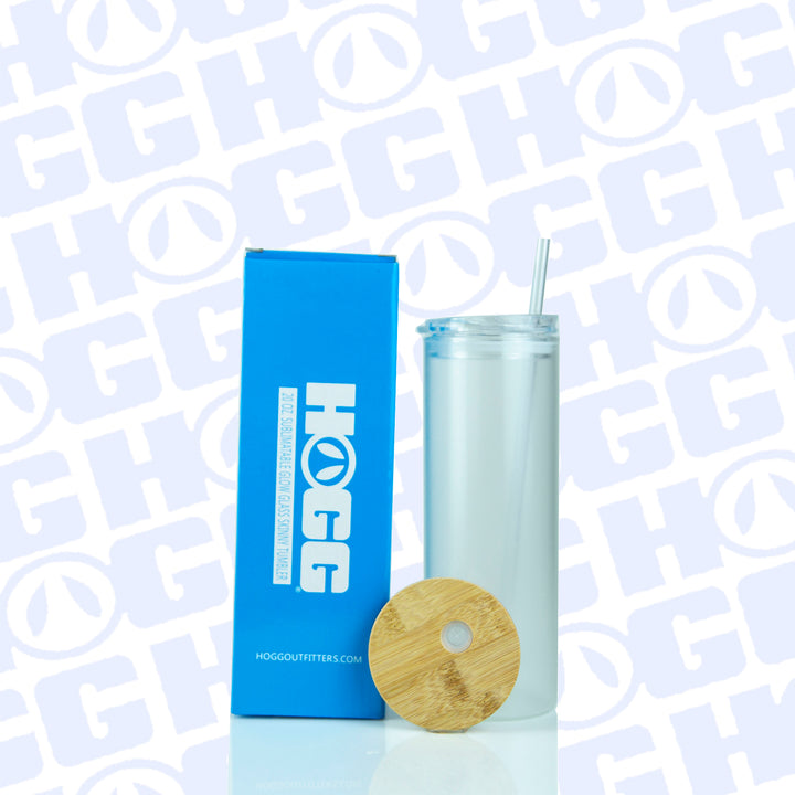 20oz Sublimation Blank Glow Glass Skinny Tumbler Case (25 Units) - Blue
