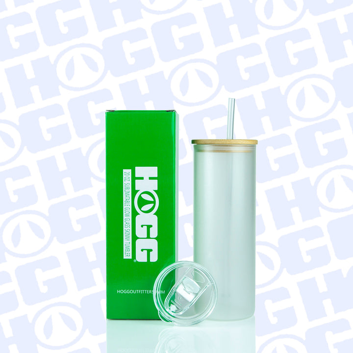 20oz Sublimation Blank Glow Glass Skinny Tumbler Case (25 Units) - Green