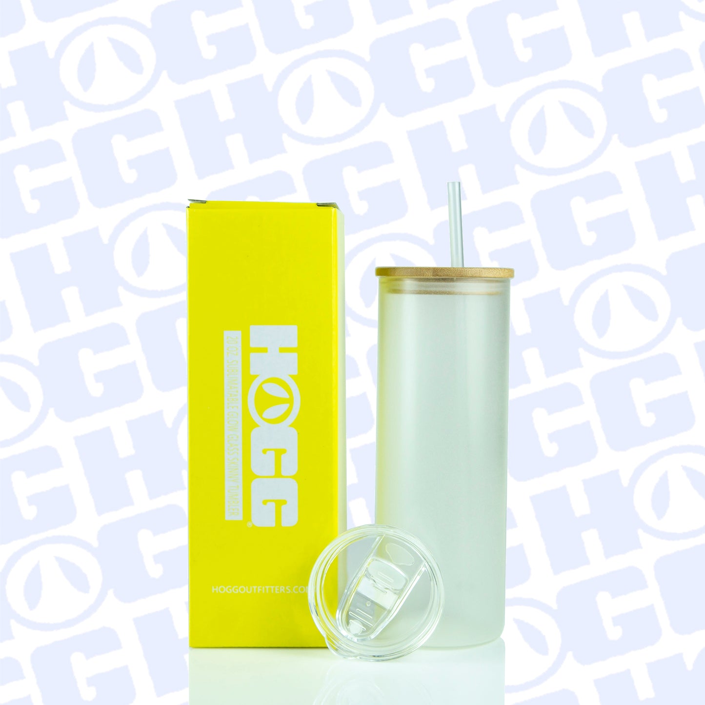 ***CLOSEOUT*** 20oz SUBLIMATABLE GLOW GLASS SKINNY TUMBLER CASE (25 UNITS) - YELLOW