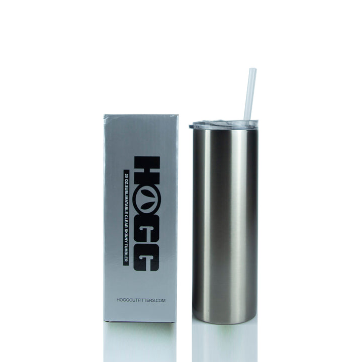 20oz Sublimation Blank Clear Skinny Tumbler W/ Sliding Lid & Straw