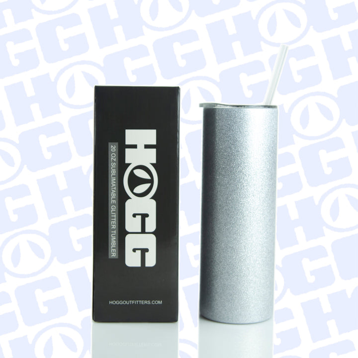 20oz Sublimation Blank Glitter Skinny Tumbler - Silver