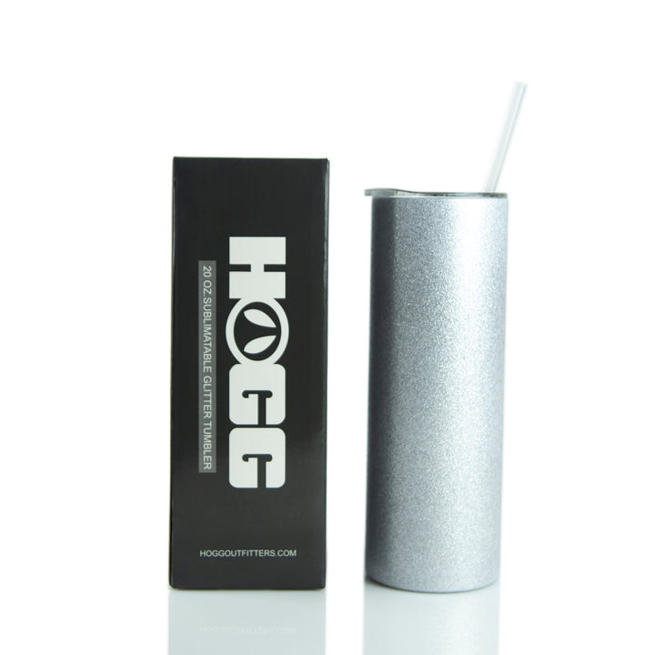 20oz Sublimation Blank Glitter Skinny Tumbler - Silver