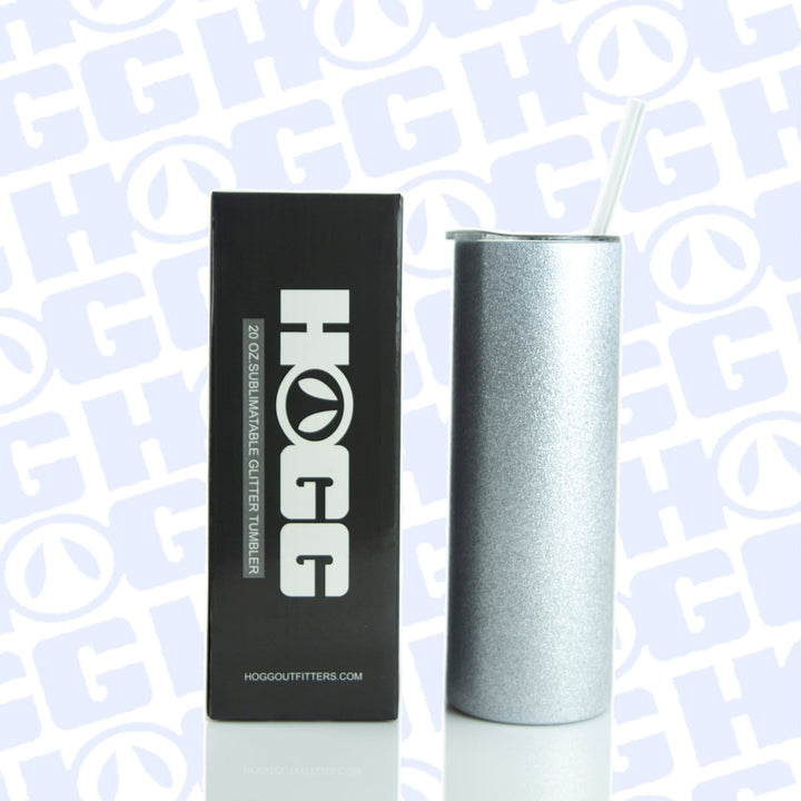 20oz Sublimation Blank Glitter Skinny Tumbler Case (24 Units) - Silver